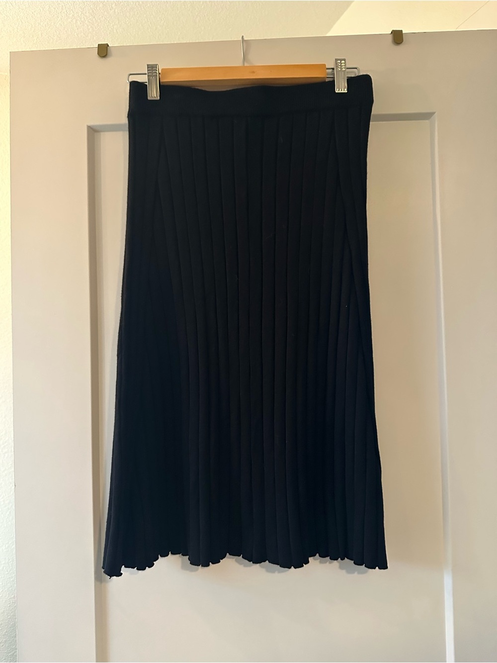 RACHEL Rachel Roy Black Ribbed Knit Midi Skirt